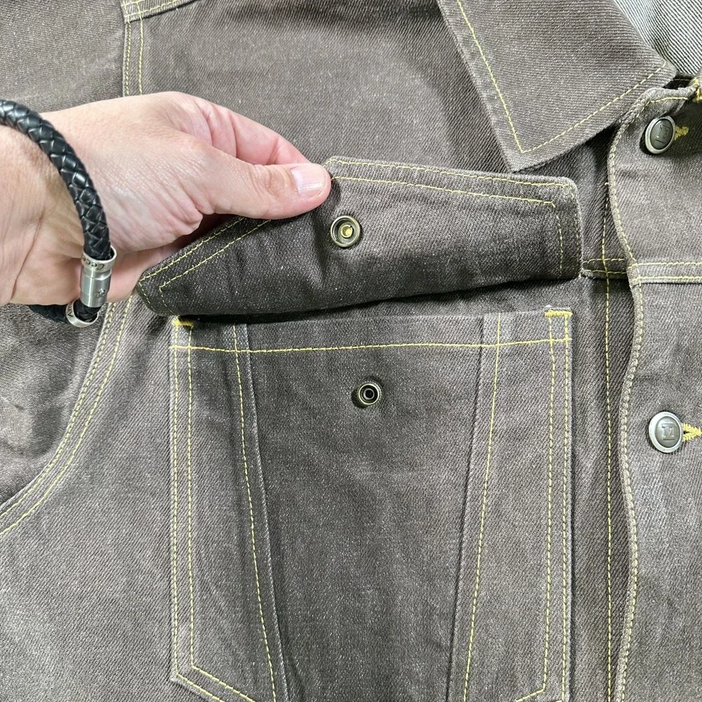 VTG DISS JEANS Jacket Men's L Brown Oversize‎ Baggy Denim Hip Hop Streetwear 90s